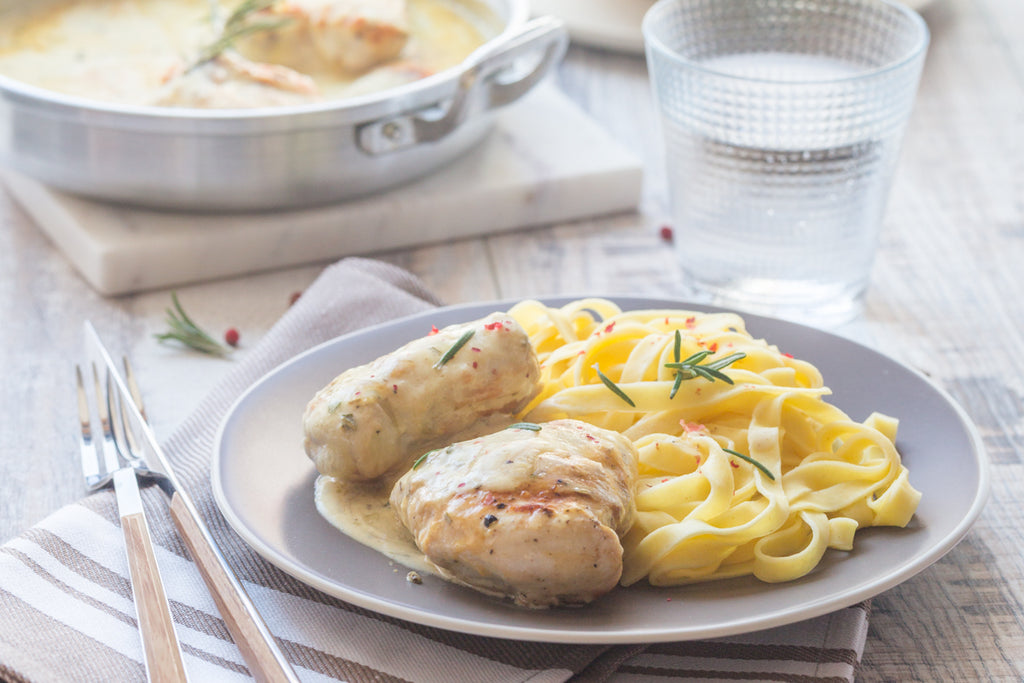 Poulet à la moutarde et aux champignons